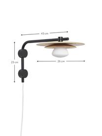 Verstelbare wandlamp Zadie van essenhout, Decoratie: 100% essenhout, Zwart, essenhout, Ø 9 x H 23 cm
