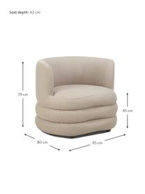 Designové bouclé křeslo Solomon, Světle šedá, Š 95 cm, H 80 cm