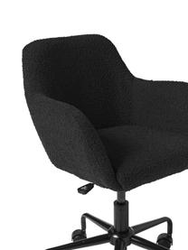Krzesło biurowe bouclé Lucie, Tapicerka: 80% poliester (bouclé), 2, Nogi: metal malowany proszkowo, Czarny bouclé, czarny, S 57 x G 57 cm