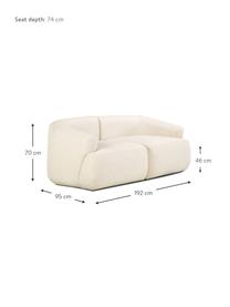 Sofa modułowa Sofia (2-osobowa), Tapicerka: 100% polipropylen Dzięki , Stelaż: lite drewno sosnowe, płyt, Nogi: tworzywo sztuczne, Kremowobiała tkanina, S 192 x G 95 cm