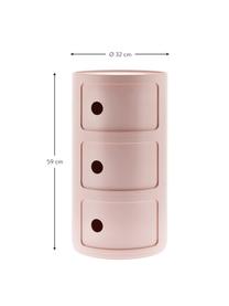 Design bijzettafel Componibili, 3 vakken, in roze, 100% biopolymeer van hernieuwbare grondstoffen, Roze, Ø 32 x H 59 cm