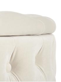 Pouf coffre XL en velours blanc créme Chiara, Blanc crème, Ø 70 x haut. 42 cm