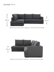 Divano angolare Tribeca, Rivestimento: poliestere Il rivestiment, Struttura: legno di faggio massiccio, Piedini: legno di faggio massiccio, Tessuto antracite, Larg. 274 x Prof. 192 cm, chaise-longue a sinistra