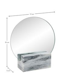 Runder Kosmetikspiegel Humana mit grauem Marmorfuß, Fuß: Marmor, Spiegelfläche: Spiegelglas, Grau, 17 x 19 cm