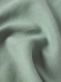 Funda de cojín de lino con flecos Luana, 100% lino

Por naturaleza, el lino tiene un tacto bastante aspero y un aspecto arrugado natural
La alta resistencia al desgarro hace que el lino sea muy resistente., Verde salvia, An 40 x L 40 cm