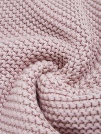 Coperta a maglia in cotone Adalyn, 100% cotone organico, certificato GOTS, Rosa cipria, Larg. 150 x Lung. 200 cm
