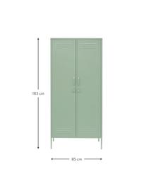 Petite armoire Twinny, Métal, enduit, Vert sauge, larg. 85 x haut. 183 cm