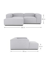 Sofá rinconera modular Lennon, Tapizado: 100% poliéster Alta resis, Estructura: madera de pino maciza, ma, Patas: plástico, Tejido gris claro, An 238 x F 180 cm, chaise longue izquierda
