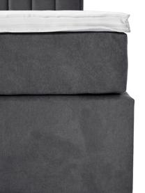 Lit à sommier tapissier avec coffre Livia, Tissu gris foncé, larg. 140 x long. 200 cm, indice de fermeté 2