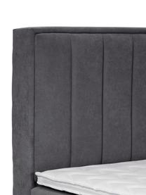 Letto boxspring con contenitore Livia, Materasso: nucleo a 5 zone di molle , Piedini: plastica, Tessuto grigio scuro, Larg. 140 x lung. 200 cm, grado di durezza H2