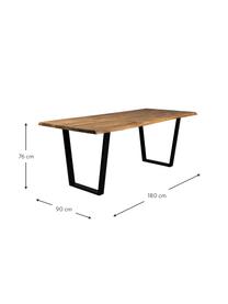 Table en bois d'acacia Aka, de différentes tailles, Bois d'acacia, noir, larg. 180 x prof. 90 cm