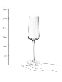Handgemaakte champagneglazen Cami met groefstructuur, 4 stuks, Mondgeblazen glas, Transparant, Ø 7 x H 25 cm