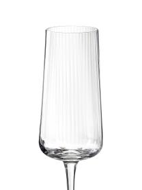 Ručně vyrobené sklenice na sekt s rýhovaným povrchem Cami, 4 ks, Foukané sklo, Transparentní, Ø 7 cm, V 25 cm