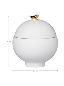 Aufbewahrungsdose Vogel, Porzellan, Weiß, Goldfarben, Ø 7 x H 8 cm