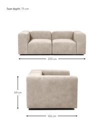 Modulares Sofa Lena (3-Sitzer) in Beige, Bezug: Webstoff (88% Polyester, , Gestell: Kiefernholz, Schichtholz,, Füße: Kunststoff, Webstoff Beige, B 209 cm x T 106 cm