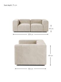 Sofa modułowa Lena (3-osobowa), Tapicerka: tkanina (88% poliester, 1, Stelaż: drewno sosnowe, sklejka, , Nogi: tworzywo sztuczne, Beżowa tkanina, S 209 x G 106 cm