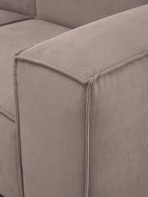 Divano componibile 4 posti in velluto a coste Lennon, Rivestimento: velluto a coste (92% poli, Struttura: legno di pino massiccio, , Piedini: plastica, Velluto a coste marrone, Larg. 327 x Prof. 119 cm