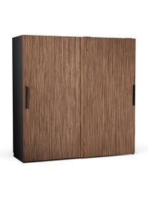 Armario modular Simone, 2 puertas correderas (200 cm), diferentes variantes, Estructura: aglomerado con certificad, Aspecto madera de nogal, negro, Interior Basic (An 200 x Al 200 cm)