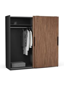 Modulární šatní skříň s posuvnými dveřmi Simone, šířka 200 cm, různé varianty, Vzhled ořechového dřeva, černá, Interiér Basic, V 200 cm