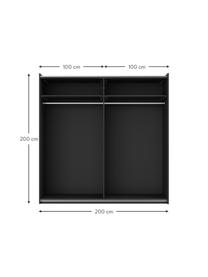 Armoire modulaire à portes coulissantes Simone, largeur 200 cm, plusieurs variantes, Aspect bois de noyer, noir, Basic Interior, hauteur 200 cm