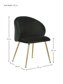 Sametové čalouněné židle Luisa, 2 ks, Tmavě zelená, zlatá, Š 59 cm, H 58 cm