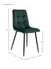 Krzesło tapicerowane z aksamitu Middleton, Tapicerka: aksamit poliestrowy Dzięk, Nogi: metal powlekany, Ciemnozielony aksamit, S 44 x G 55 cm