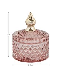 Kleine Aufbewahrungsdose Miya, Glas, Rosa, Goldfarben, Ø 9 x H 11 cm