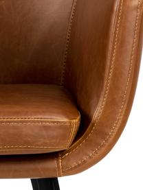 Krzesło z podłokietnikami ze sztucznej skóry Nora, Tapicerka: sztuczna skóra (poliureta, Nogi: metal powlekany, Koniakowy, czarny, S 58 x G 58 cm