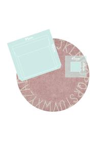 Tappeto rotondo con motivo a lettere ABC, Cotone riciclato (80% cotone, 20% altre fibre), Rosa, beige, Ø 150 cm (taglia M)