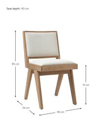 Chaise rembourrée Sissi, Tissu blanc crème, bois de chêne clair, larg. 46 x prof. 56 cm