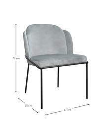 Krzesło tapicerowane z aksamitu Polly, Tapicerka: aksamit (100% poliester), Nogi: metal, Jasnoszary aksamit, Nogi: czarny, S 57 x G 55 cm
