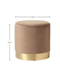 Pouf in velluto Orchid, Rivestimento: velluto (100% poliestere), Struttura: compensato, Velluto taupe, dorato, Ø 38 x Alt. 38 cm