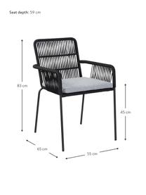 Chaises à accoudoirs avec assise rembourrée Sando, 2 pièces, Noir, gris, larg. 55 x prof. 65 cm