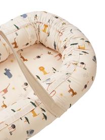 Babynest de algodón Gro, Funda: 100% algodón, Beige con estampado multicolor, An 45 x L 84 cm