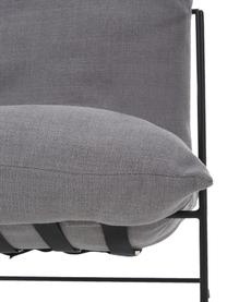 Fauteuil lounge gris foncé cadre en métal Wayne, Tissu gris, larg. 69 x prof. 74 cm