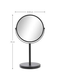 Runder Kosmetikspiegel Classic mit Vergrößerung, Rahmen: Metall, beschichtet, Spiegelfläche: Spiegelglas, Schwarz, Ø 20 x H 35 cm