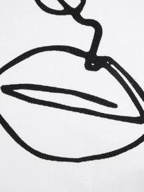 Kussenhoes Ariana met abstracte One Line tekening, Weeftechniek: panama, Wit, zwart, B 40 x L 40 cm