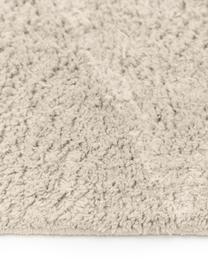 Handgetuft katoenen vloerkleed Asisa met zigzaggend patroon en franjes, Beige, wit, B 80 x L 150 cm (maat XS)
