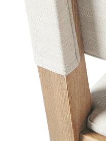 Tapicerowane krzesło z drewna Liano, Stelaż: drewno dębowe, Tapicerka: 54% poliester, 36% wiskoz, Beżowa tkanina, drewno dębowe, S 50 x W 80 cm