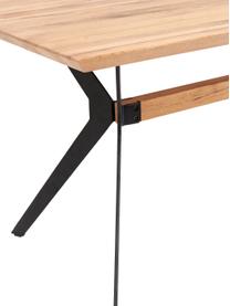 Stół do jadalni z blatem z litego drewna Downtown, Blat: drewno dębowe, olejowane, Nogi: stal malowana proszkowo i, Drewno dębowe, S 180 x G 90 cm