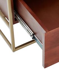 Holz-Couchtisch Theodor mit Schubladen, Tischplatte: Glas, Gestell: Metall, pulverbeschichtet, Mangoholz, Braun, B 100 x T 55 cm