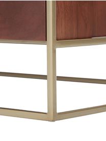 Holz-Couchtisch Theodor mit Schubladen, Tischplatte: Glas, Gestell: Metall, pulverbeschichtet, Mangoholz, Braun, B 100 x T 55 cm