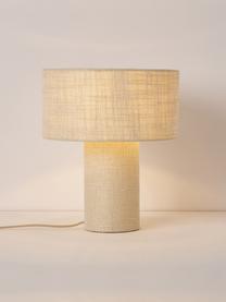 Lampa stołowa z lnu Ron, Beżowy len, Ø 30 x W 35 cm