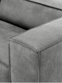 Sofá de cuero Abigail (3 plazas), Tapizado: tejido de cuero (70% cuer, Patas: metal pintado, Cuero gris oscuro, An 230 x F 95 cm