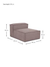 Módulo central de pana sofá Lennon, Tapizado: pana (92% poliéster, 8% p, Estructura: madera de pino maciza, ma, Patas: plástico Las patas están , Pana marrón, An 89 x F 119 cm
