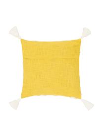 Kissenhülle Tikki mit getufteter Verzierung, 100% Baumwolle, Gelb, Weiß, B 40 x L 40 cm