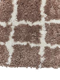 Tapis moelleux à poils longs brun tufté main Amelie, Brun, blanc crème, larg. 80 x long. 150 cm (taille XS)
