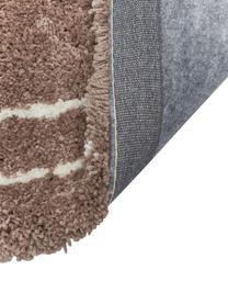 Flauschiger Hochflor-Teppich Amelie, handgetuftet, Flor: 100 % Polyester, Braun, Cremeweiß, B 80 x L 150 cm (Größe XS)