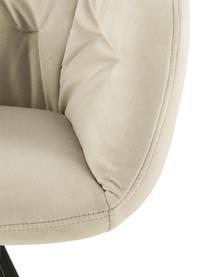 Krzesło z podłokietnikami z aksamitu Lola, obrotowe, Tapicerka: aksamit poliestrowy Dzięk, Nogi: metal malowany proszkowo, Beżowy aksamit, S 58 x G 62 cm