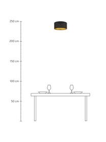 Deckenleuchte Varillas in Schwarz-Gold, Lampenschirm: Textil, Kunststoff, Schwarz, Goldfarben, Ø 48 x H 22 cm
